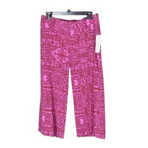 NEW Coldwater Creek Alhambra Trouser Crop Pants 8 Natural Fit Pink/Red Stretch